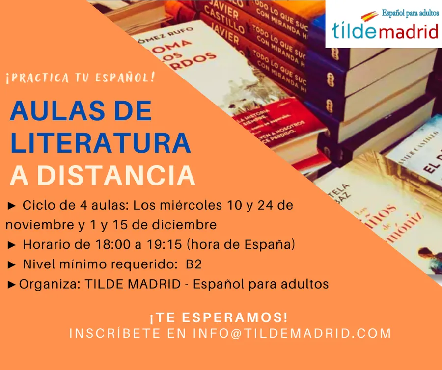 Cartel de las aulas de literatura a distancia de Tilde Madrid