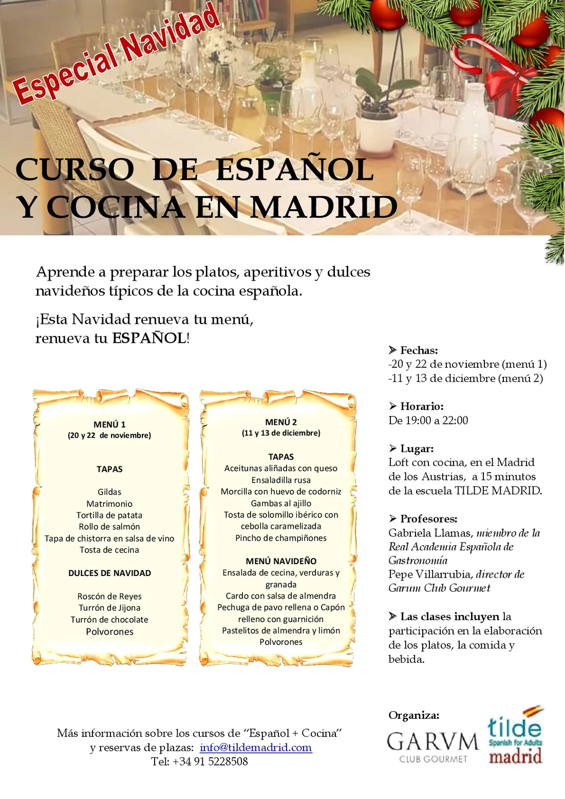 Mesa con platos tradicionales de la Navidad española
